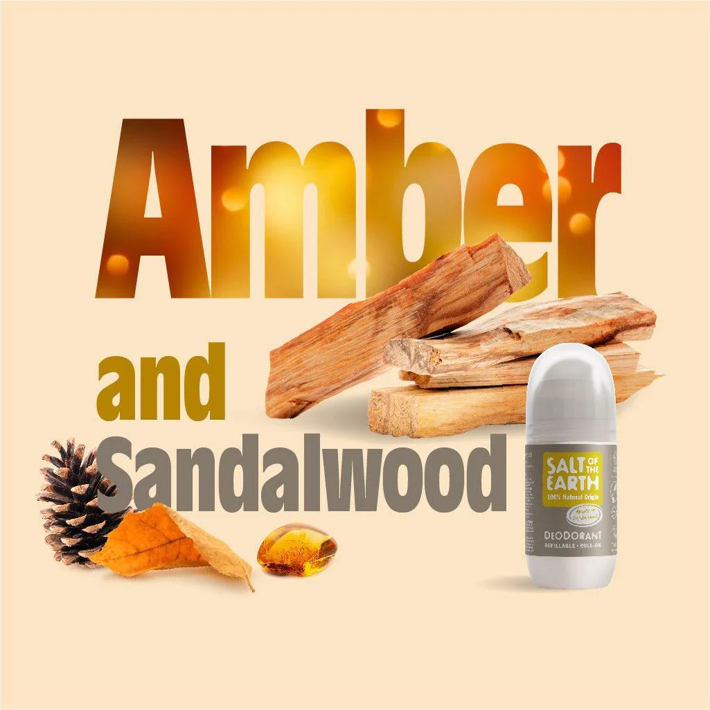 Amber & Sandalwood Natural Refillable Roll-On Deodorant - GOLDFARMACI