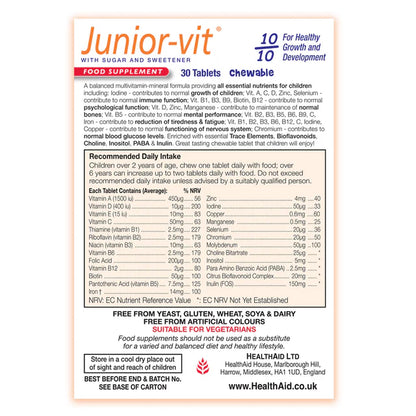 Junior-vit - Chewable (Tutti-fruity Flavour) Tablets - GOLDFARMACI