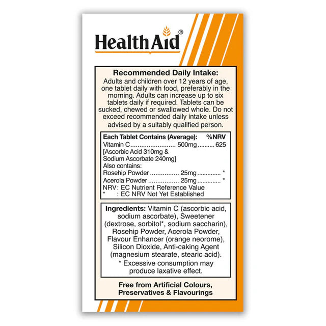 Vitamin C 500mg Chewable Tablets - GOLDFARMACI