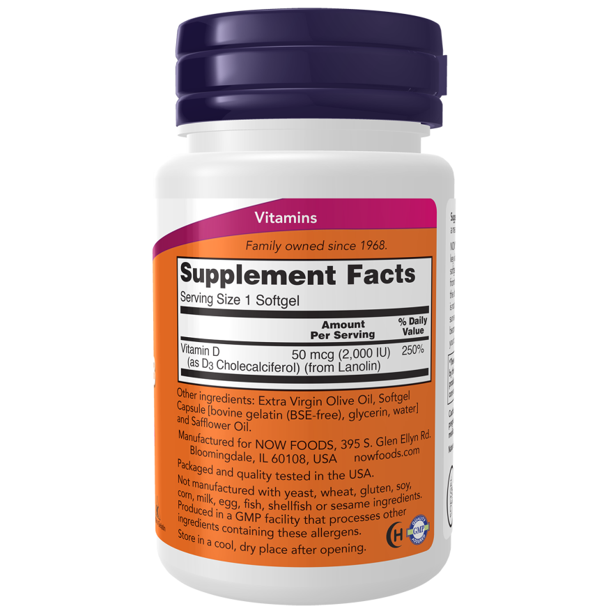 Vitamin D-3 2000 IU Softgels - GOLDFARMACI