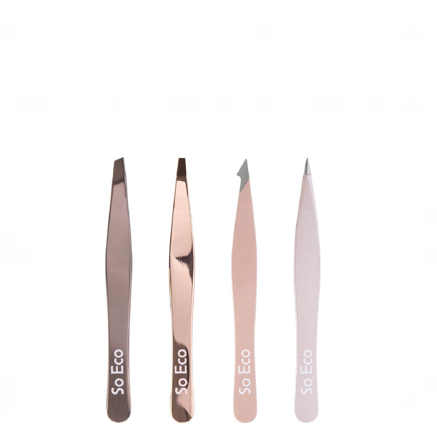 4 Piece Tweezer Set – Rose Gold - GOLDFARMACI