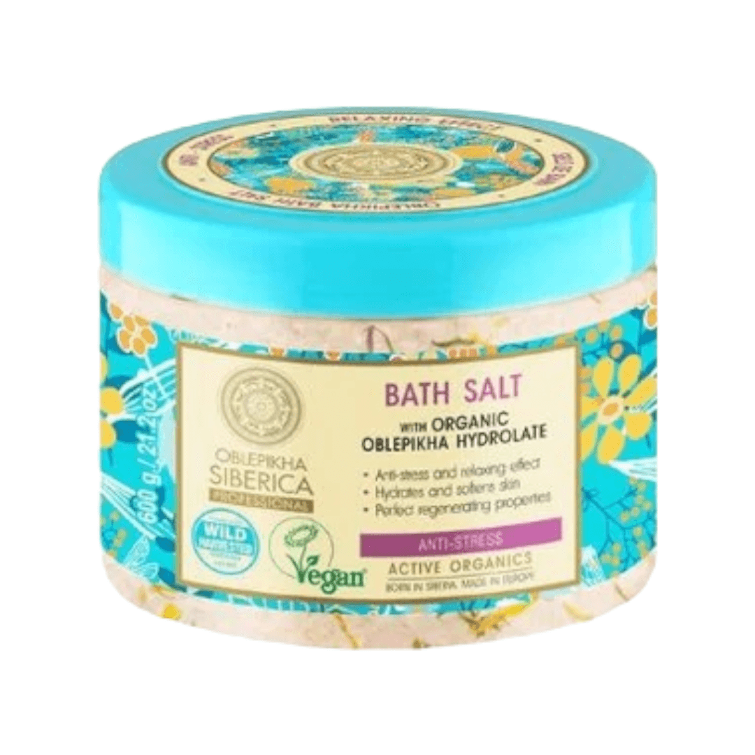 Bath Salts with Organic Oblepikha Hydrolate, Anti-Stress, 600g - GOLDFARMACI