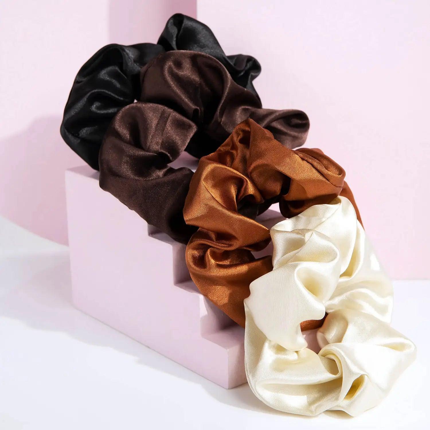 Nude Satin Scrunchies Pack of 4 - GOLDFARMACI